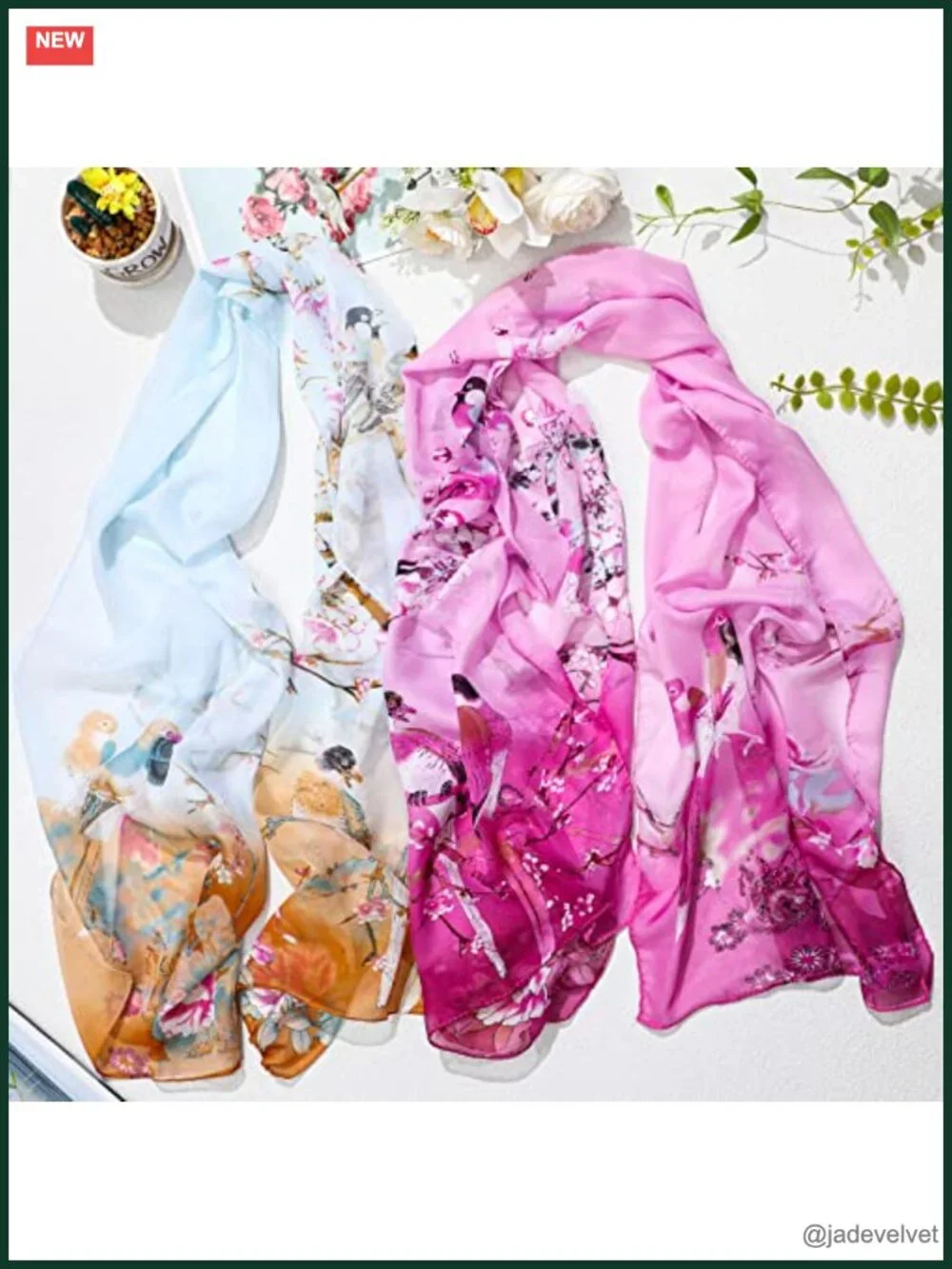 6 Pcs Lightweight Floral Print Scarves for Women Long Sheer Shawl Set